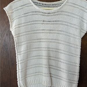 Lightweight Cream Knit Short-Sleeve Top